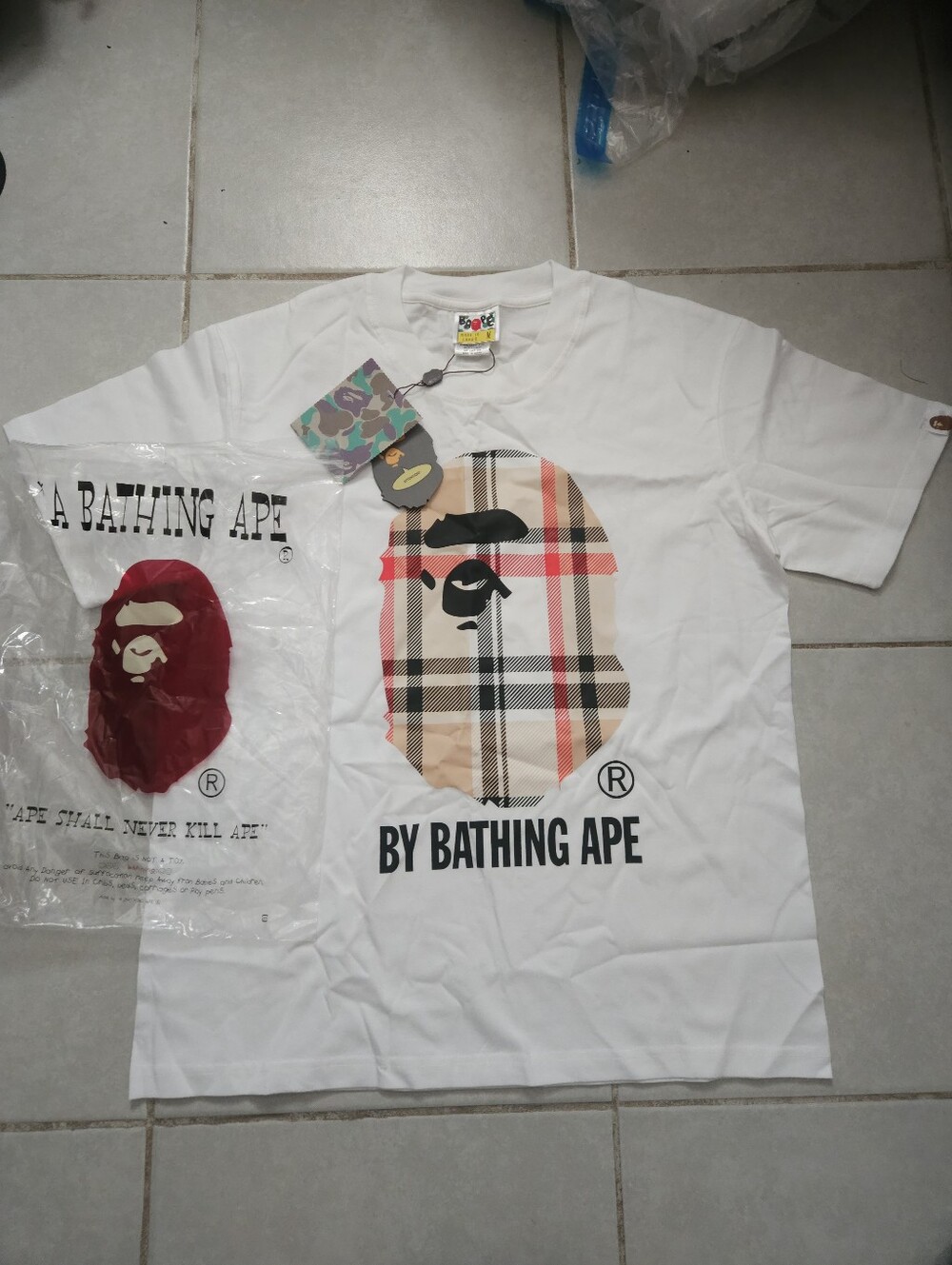 White Burberry Bape Size M